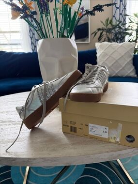 Michael Kors Silver and Brown Platform Lace-Up Sneakers